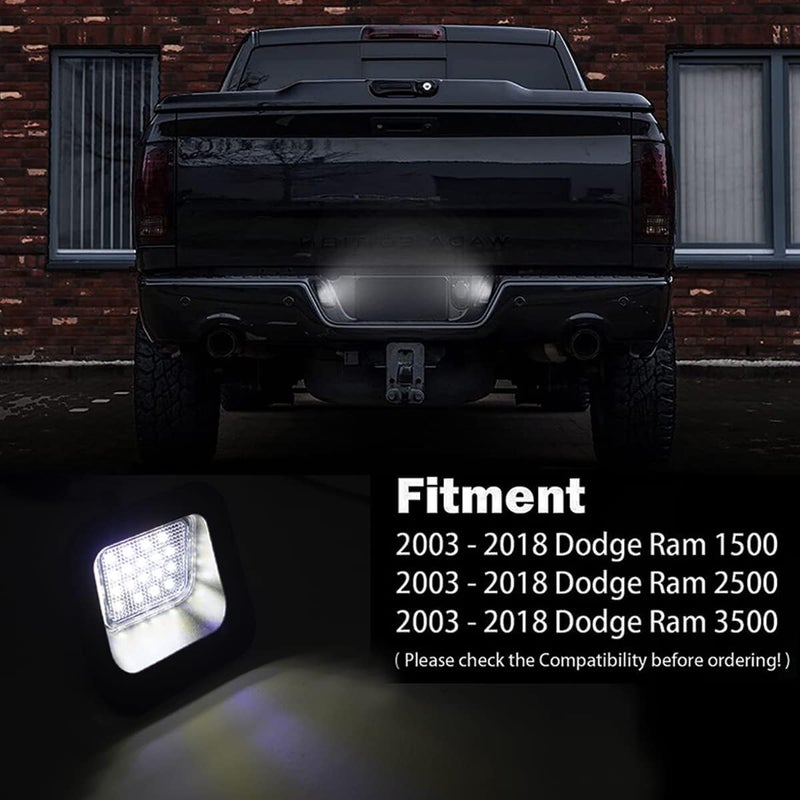 NFSpeeding License Plate Lights Fits for 2003-2018 RAM 1500 2500 3500 Pickup, Set of 2 Truck Number Lamps Assembly Led Tag Light Kit, 6000K White - Image 2